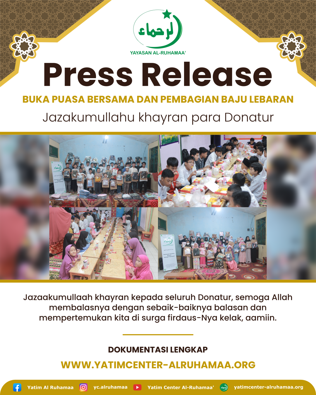 Buka Puasa Bersama dan Pembagian Baju Lebaran
