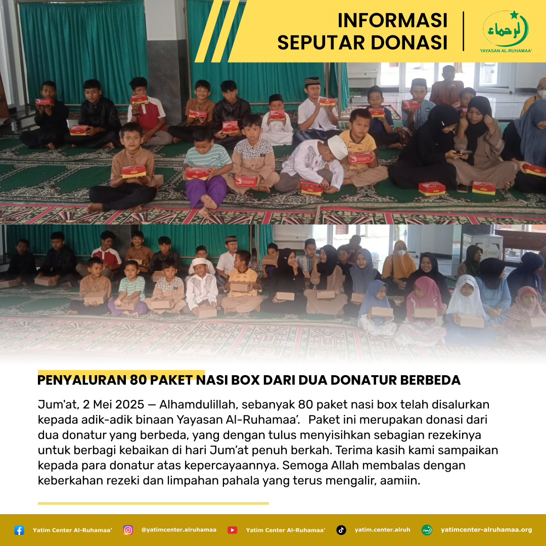 Penyaluran 80 Paket Nasi Box dari Dua Donatur Berbeda