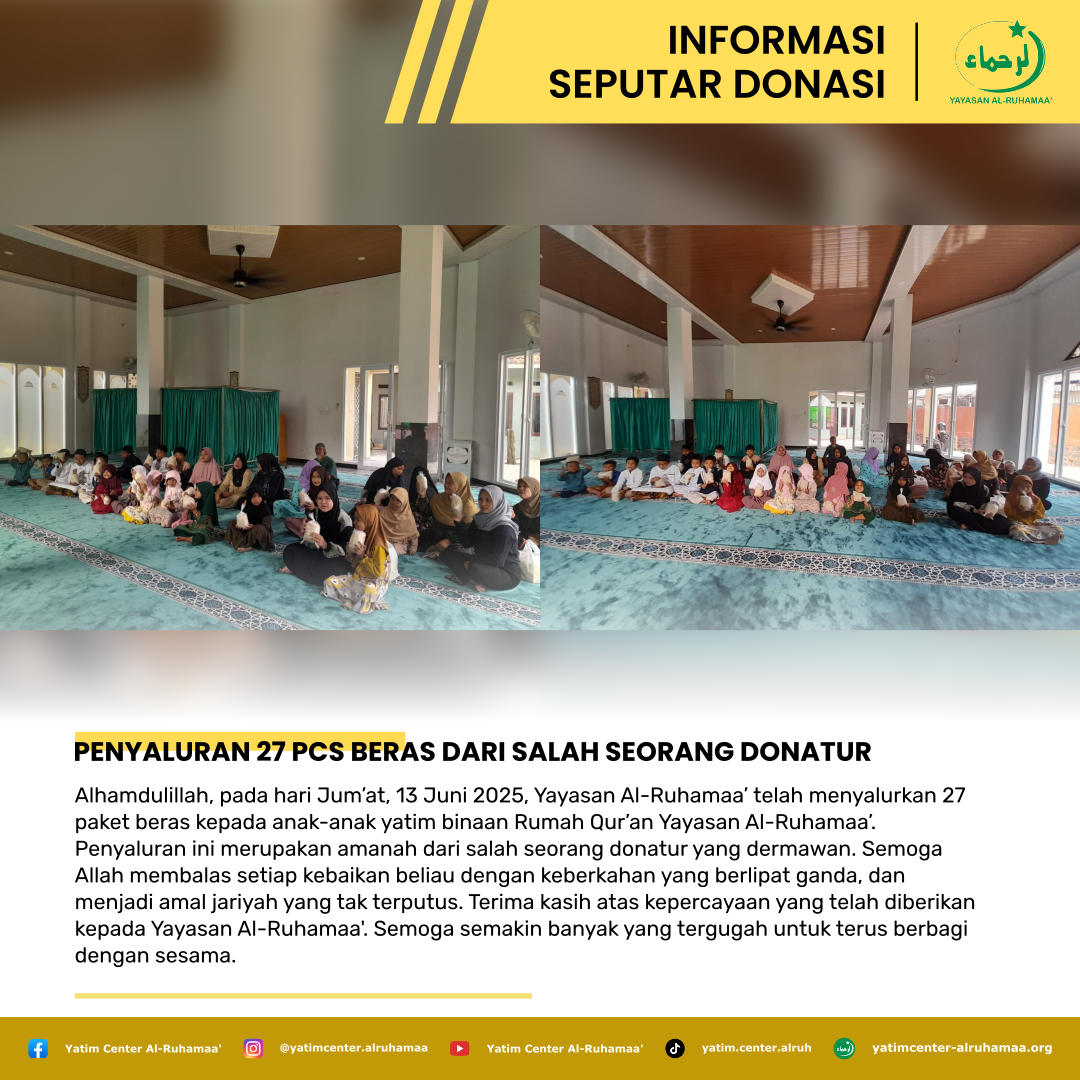 Penyaluran 27 pcs Beras dari Salah Seorang Donatur