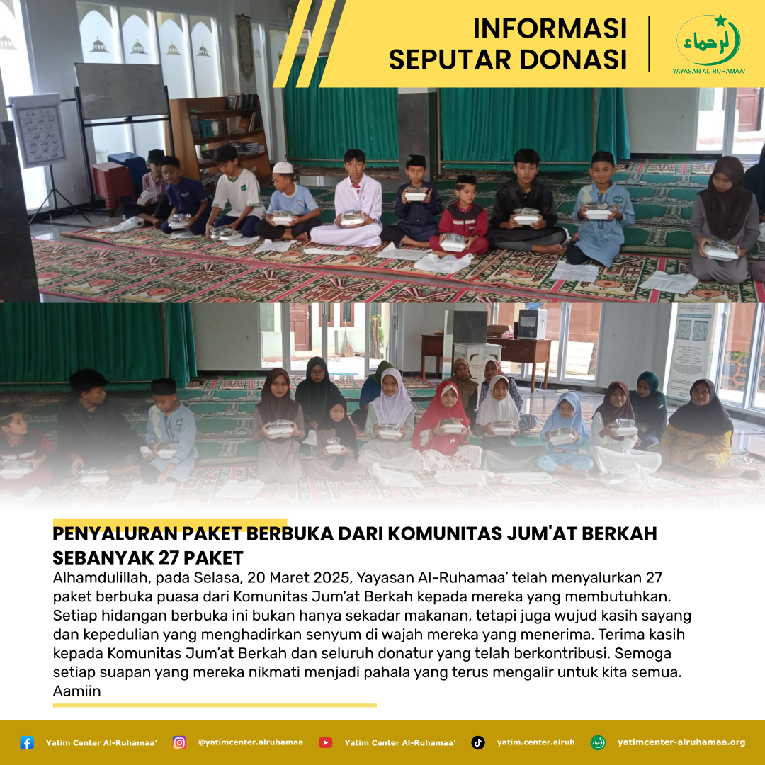 Penyaluran Paket Berbuka Dari Komunitas Jum'at Berkah Sebanyak 27 Paket