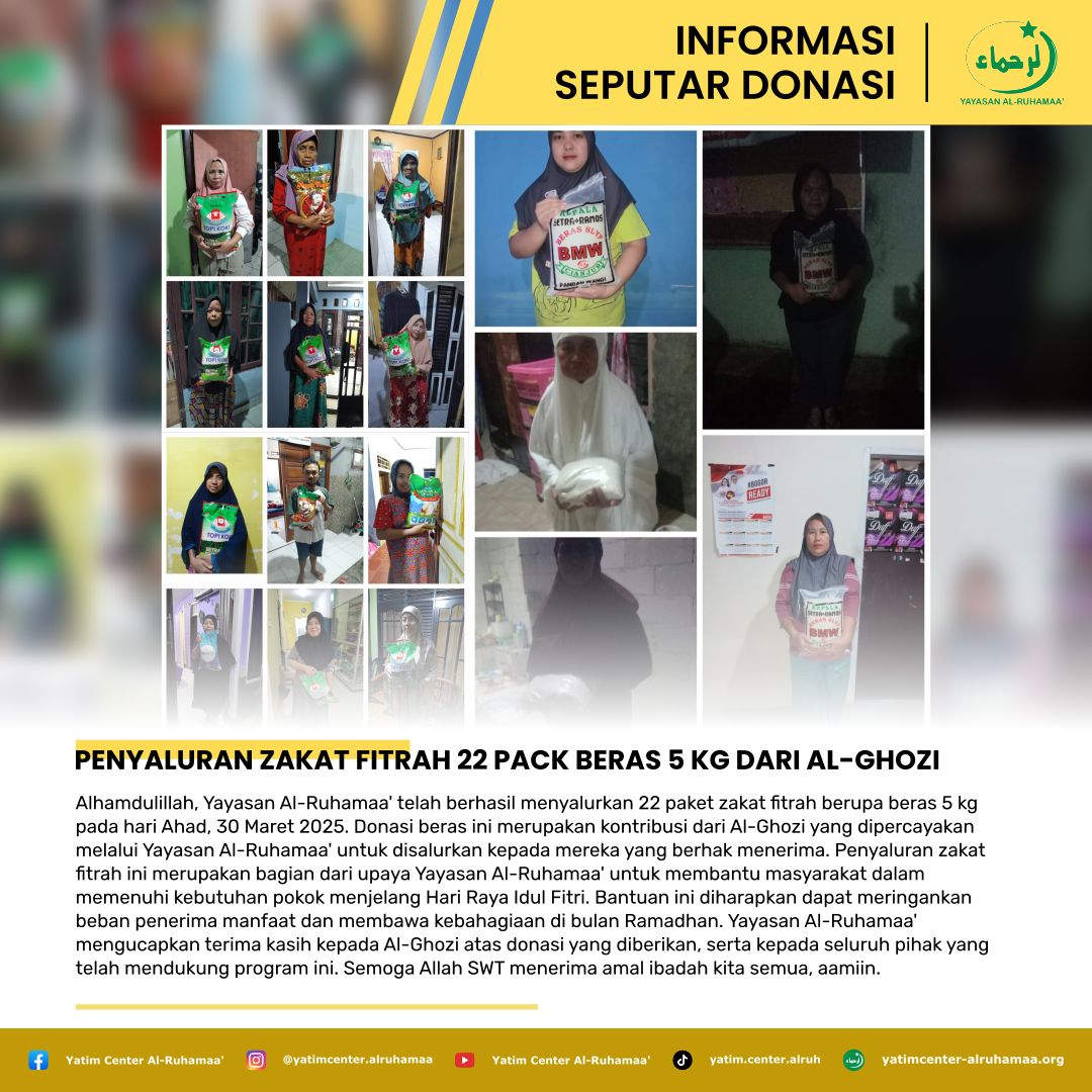 Penyaluran Zakat Fitrah 22 Pack Beras 5 Kg Dari Al-Ghozi